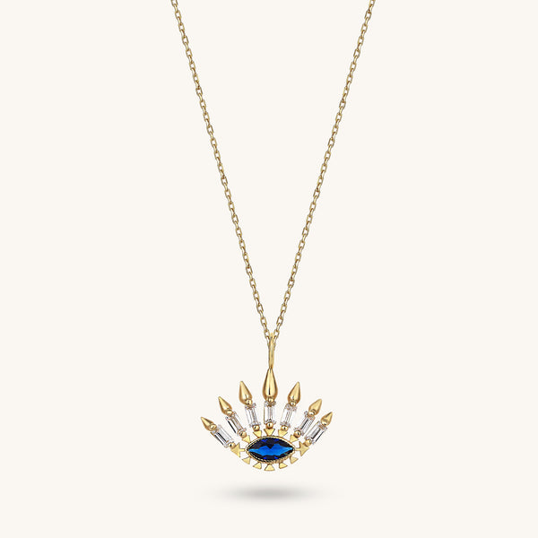 Women's Sapphire Evil Eye Necklace in 14k Gold – NORM JEWELS