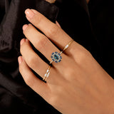 Women's Sapphire Floral Ring in 14k Solid Gold