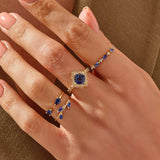 Marquise Cut Sapphire Band Ring in 14k Real Gold