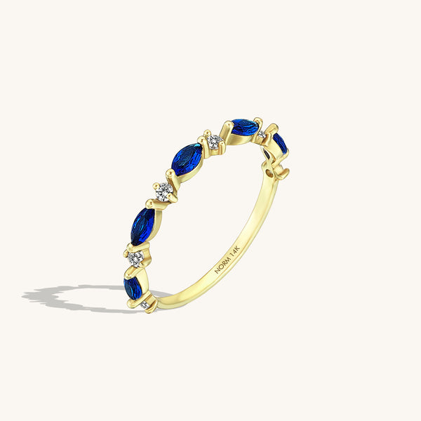 Sapphire Marquise Band Ring in 14k Solid Gold