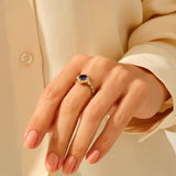14k Solid Gold Vintage Sapphire Art Deco Engagement Ring