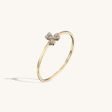 Women's Pave Shamrock Ring in 14k Real Gold