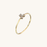 Paved Trefoil Stacking Ring in 14k Solid Gold