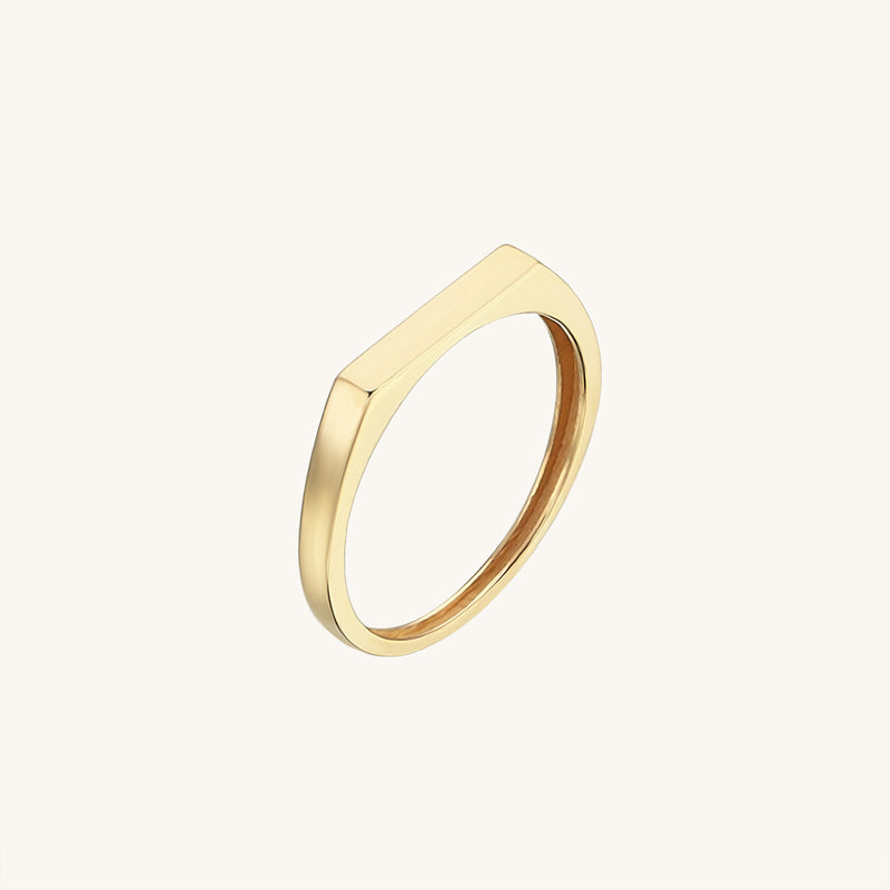 14k Solid Gold Signet Bar Ring for Women
