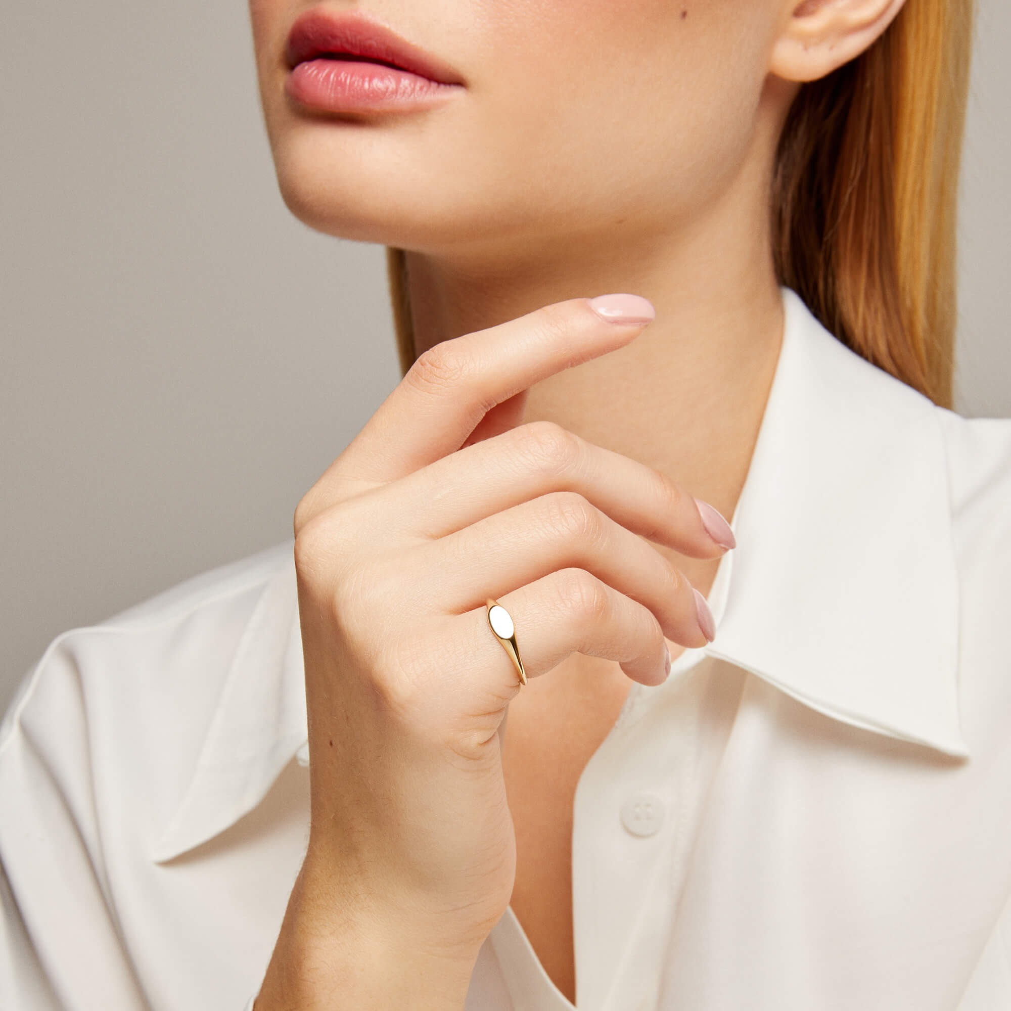 Women's Signet Pinky Ring in 14k Solid Yellow Gold