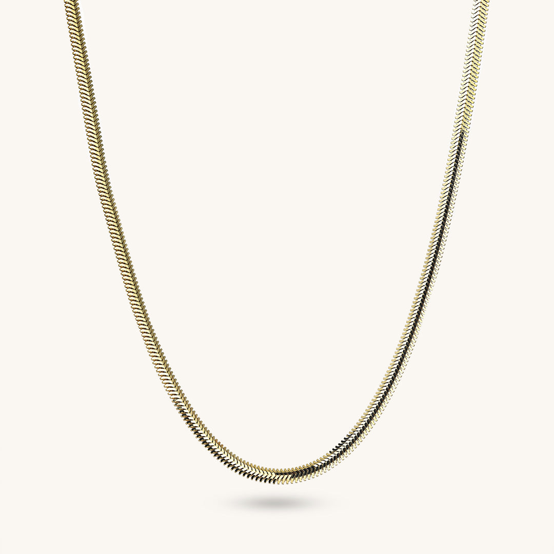 14k Solid Gold Herringbone Necklace for Women