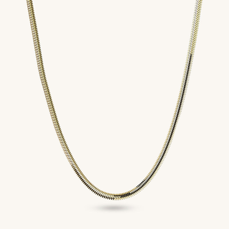 14k Solid Gold Herringbone Necklace for Women