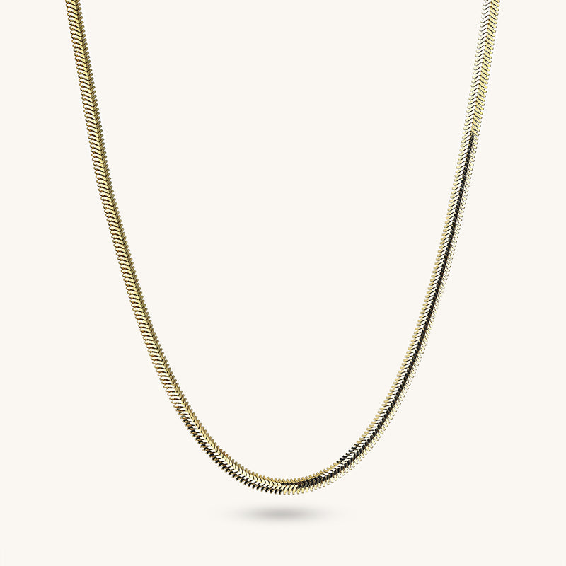 14k Real Yellow Gold Herringbone Snake Chain Necklace – NORM JEWELS