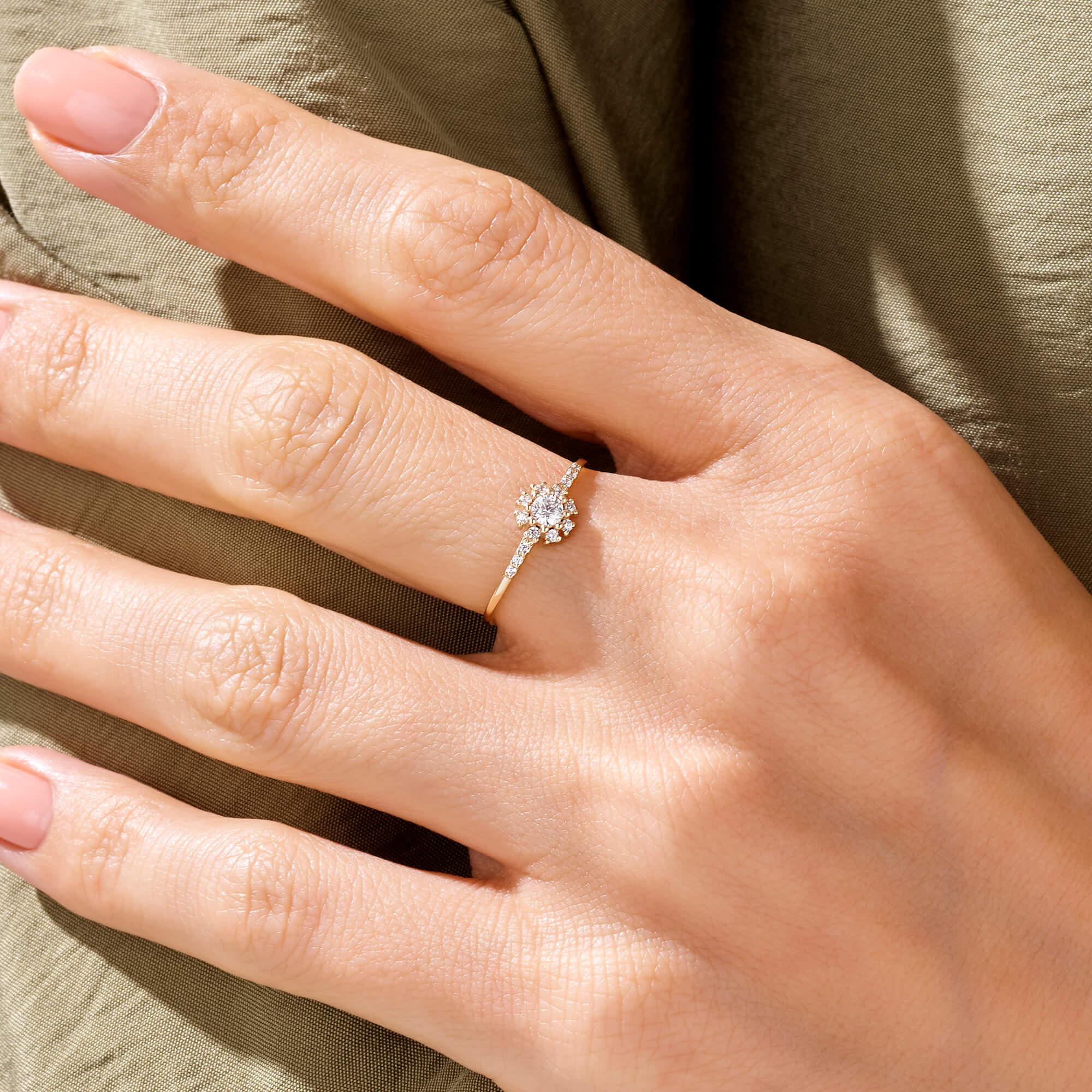 Snowflake Ring in 14k Real Yellow Gold