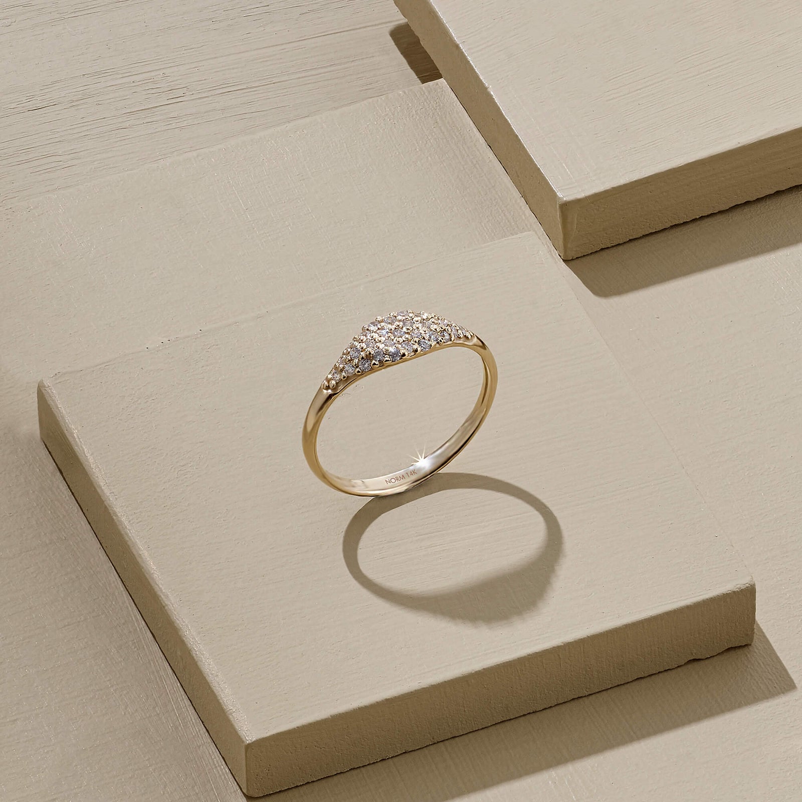Women's Paved CZ Signet Ring in 14k Real Yellow Gold – NORM