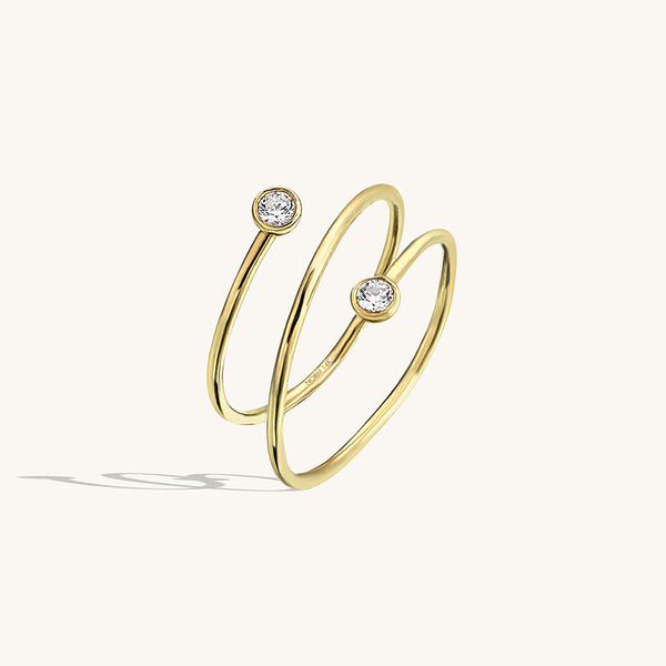 Solitaire Engagement Ring, 14K Solid online Yellow Gold, Spiral Design with Cz