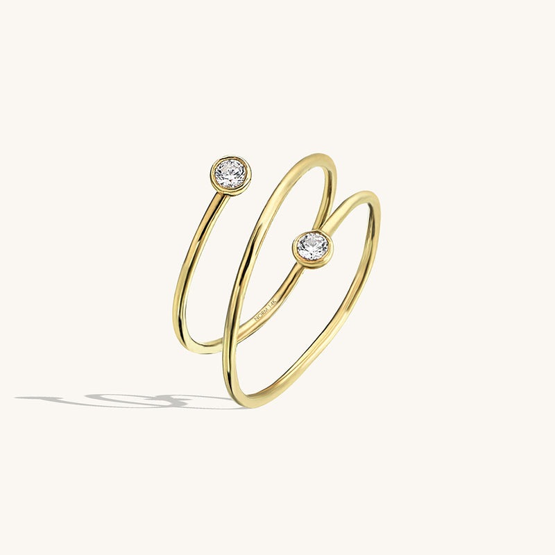 Spiral Bezel Ring in 14k Real Gold