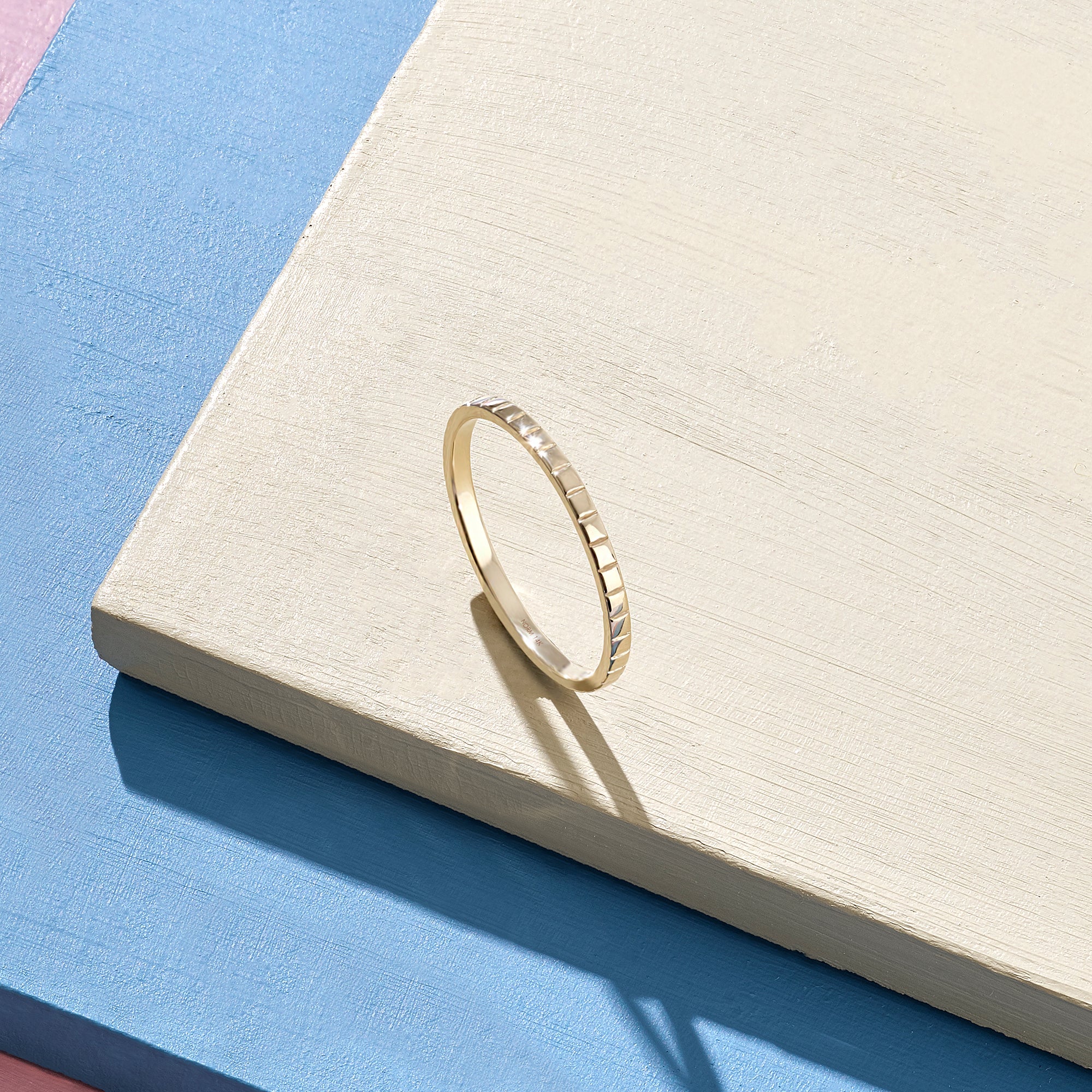 14k Real Yellow Gold Square Band Ring