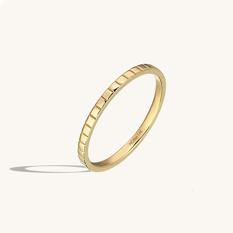Women's Square Design Band Ring in 14k Real Yellow Gold