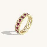 Ruby Squares Half Eternity Wedding Band in 14k Real Gold