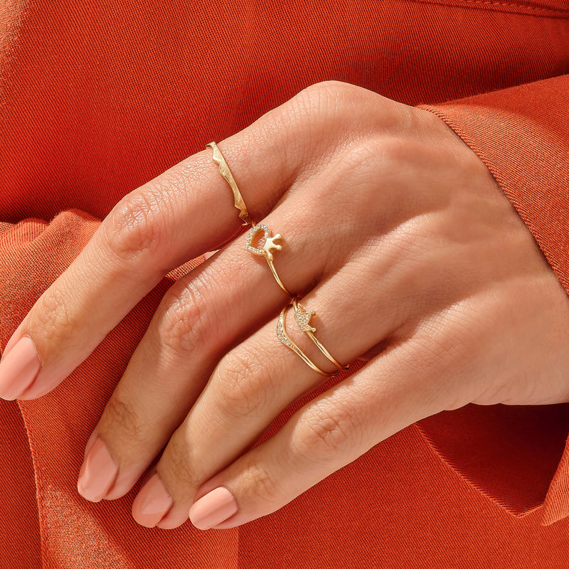14k Yellow Gold Minimalist Stackable Curve Ring