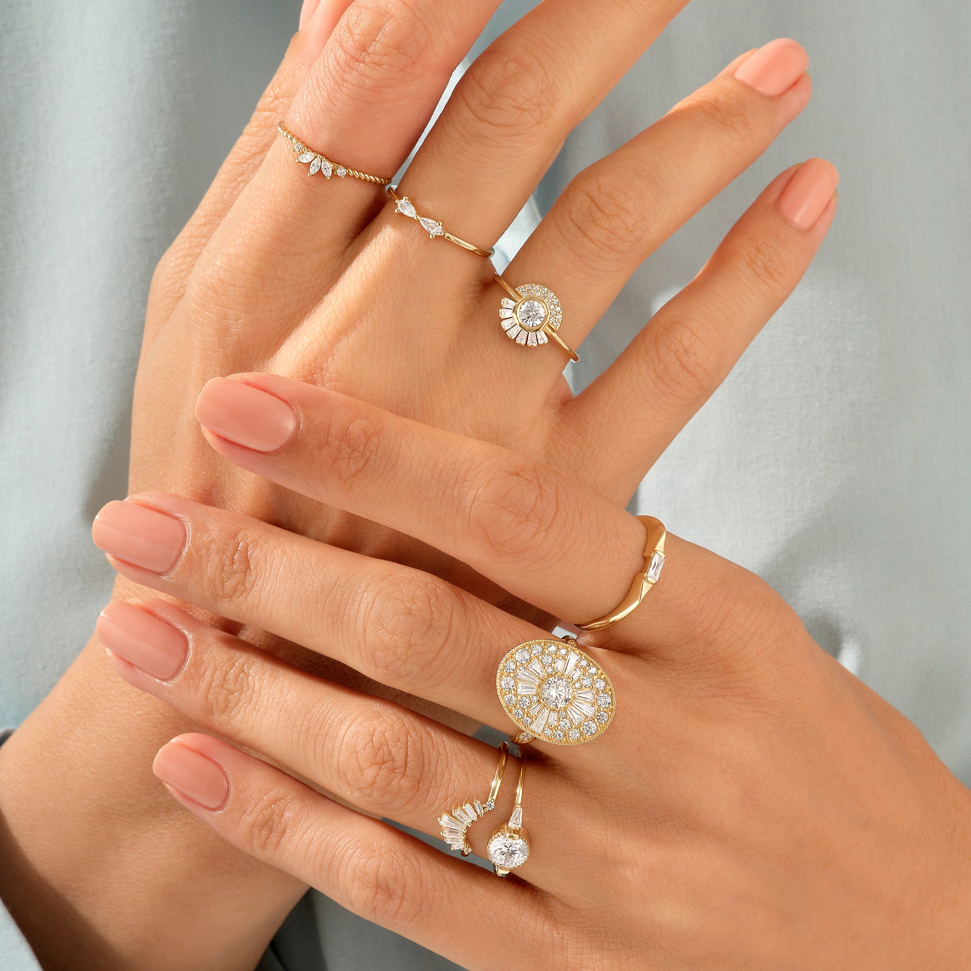 Women's Seashell Engagement Ring in 14k Real Gold