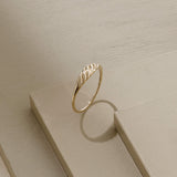 14k Real Gold Slim Croissant Stacking Ring