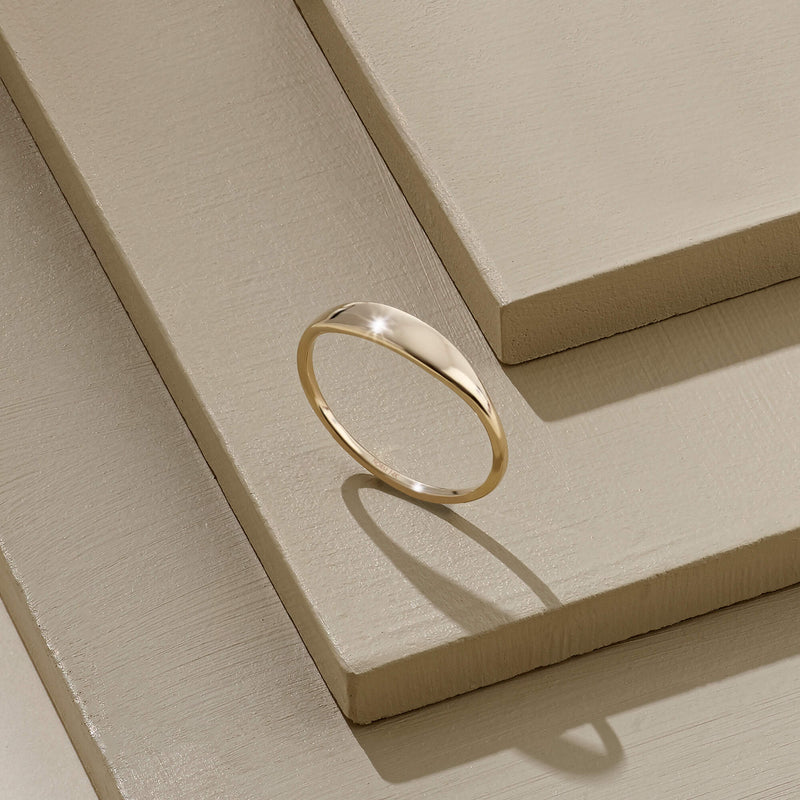 Women's Dainty Tiny Signet Ring in 14k Solid Gold
