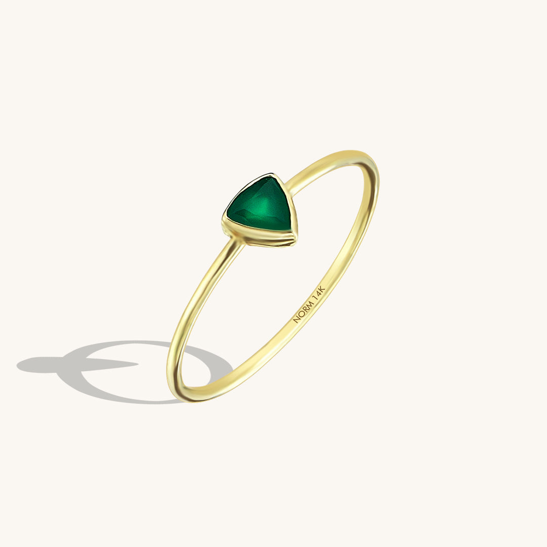 Women's 14k Solid Gold Agate Triangle Solitaire Ring