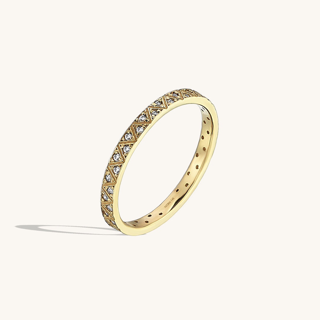 14k Solid Gold Triangle Design Wedding Band Ring for Women