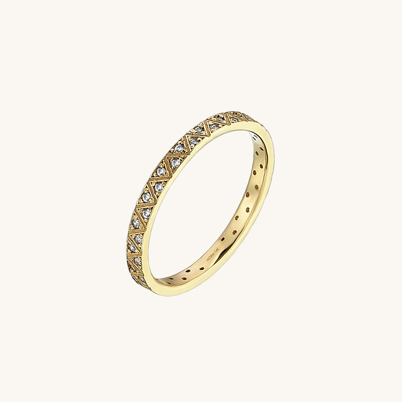 Women's Triangle Pave Band Ring in 14k Solid Gold