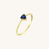 14k Gold Stackable Triangle Sapphire Solitaire Ring for Women