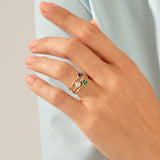 Stackable Triangle Green Agate Solitaire Ring in 14k Real Gold