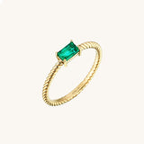14k Solid Gold Twined Emerald Ring
