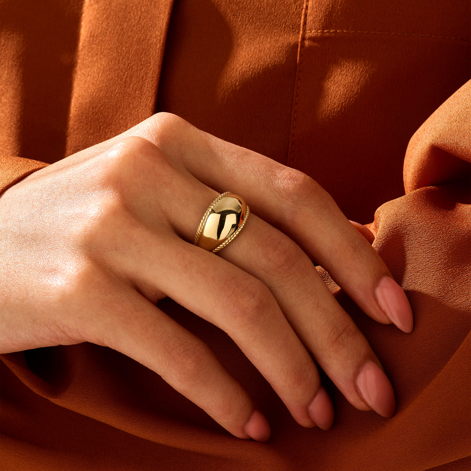 Twisted Dome Ring in 14k Real Yellow Gold
