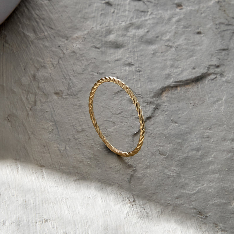 Minimalist Twisted Stacking Ring in 14k Solid Gold