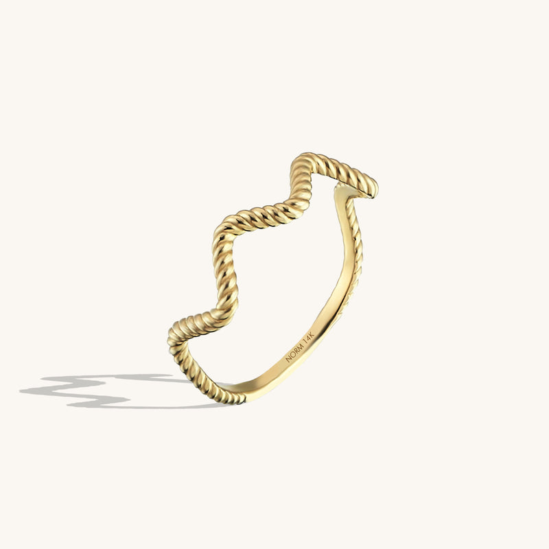 Twisted Zigzag Ring in 14k Solid Gold