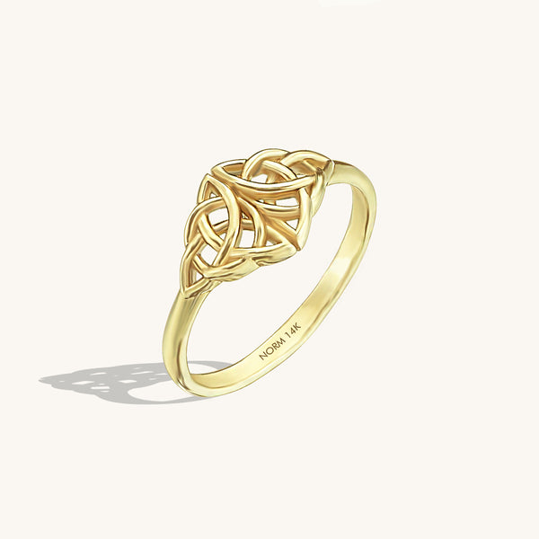 14k Solid Yellow Gold Celtic Knot Ring for Women