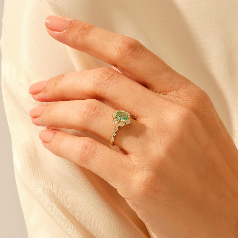 Women's Vintage Engagement Ring with Paraiba Tourmaline