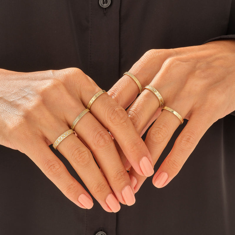 Women's Wheatear Wedding Band Ring in 14k Gold