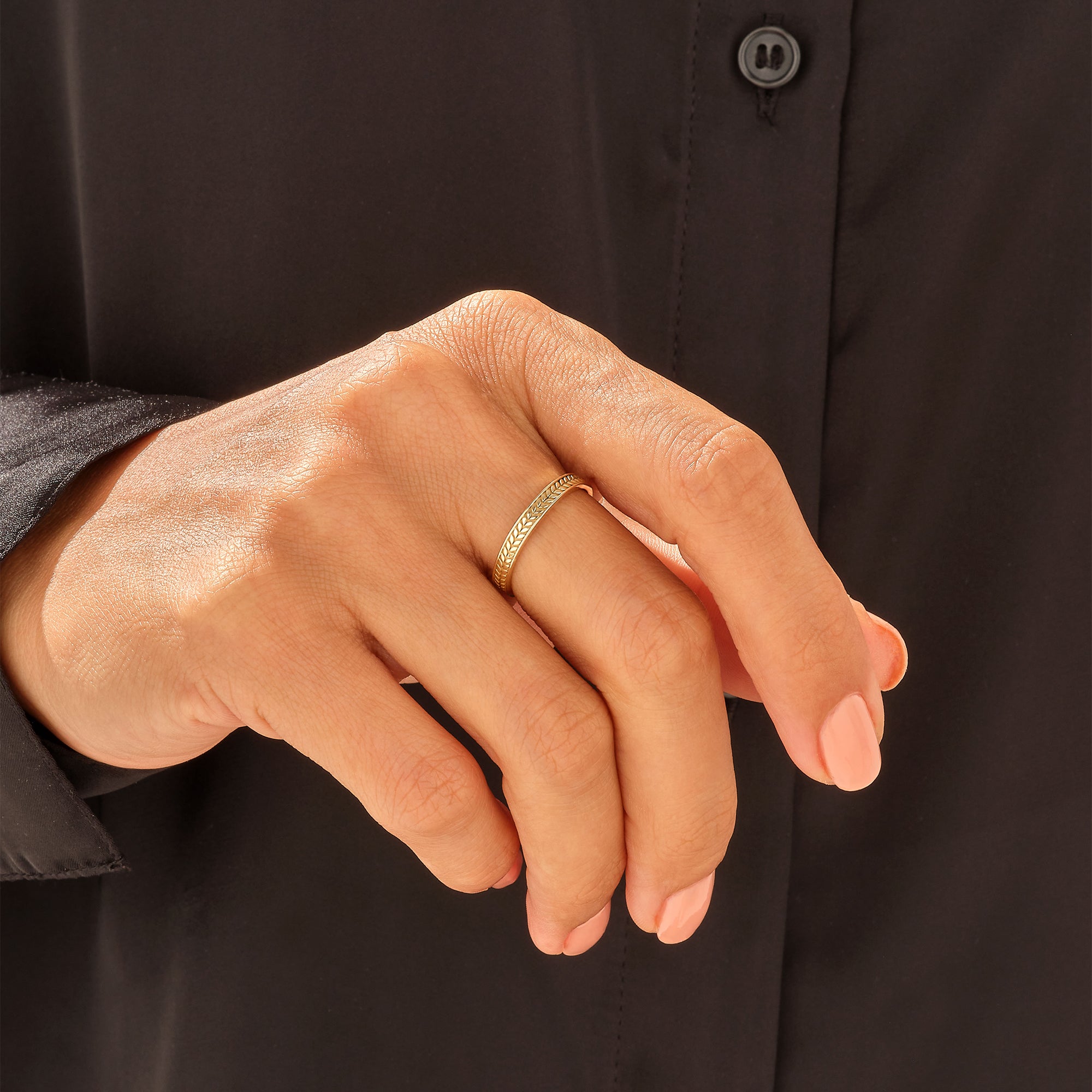 14k Real Yellow Gold Wheat Band Ring for Women