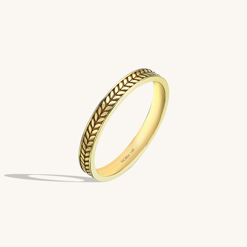 14k Real Gold Wheat Band Ring for Women