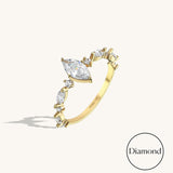 Women's 0.97ct Diamond Marquise Cut Promise Ring in Gold