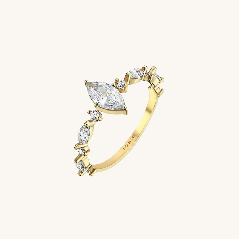 Marquise Cut 0.97ct Diamond Engagement Ring in 14k Gold