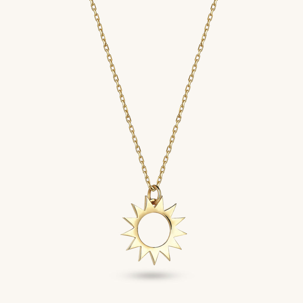 18K Yellow Gold Sun Pendant with Beaded Paperclip Chain – Long's Jewelers