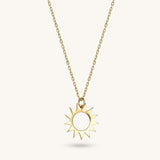 14k Solid Gold Sun Pendant Neckace for Women