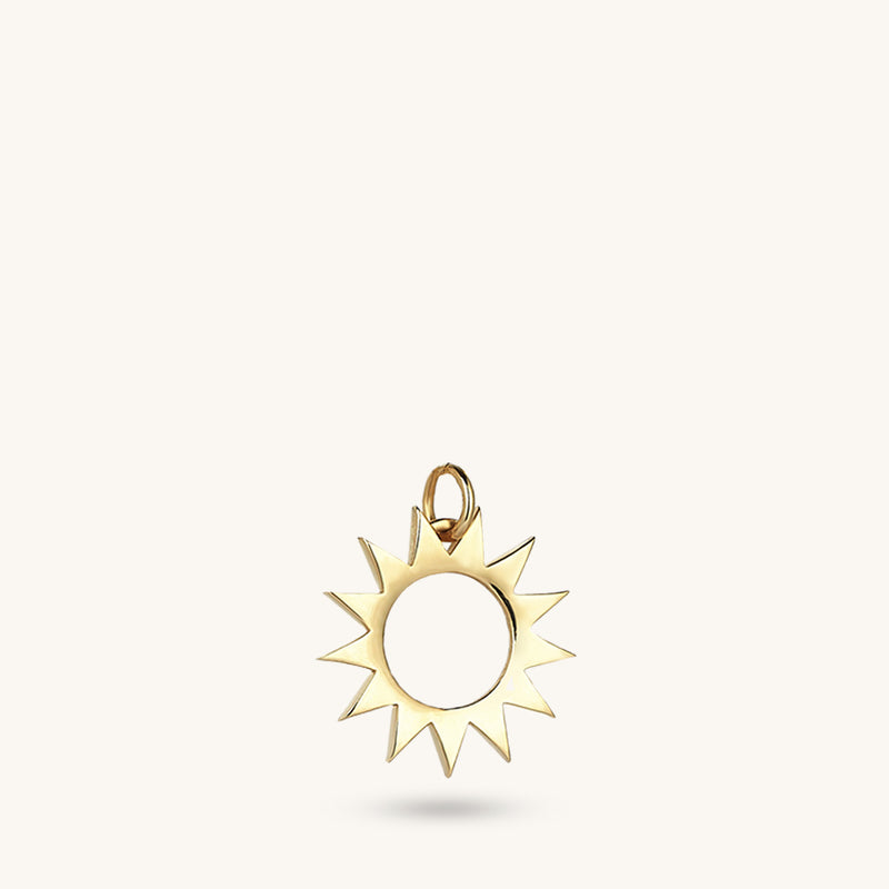 14k Solid Gold Sun Pendant for Women